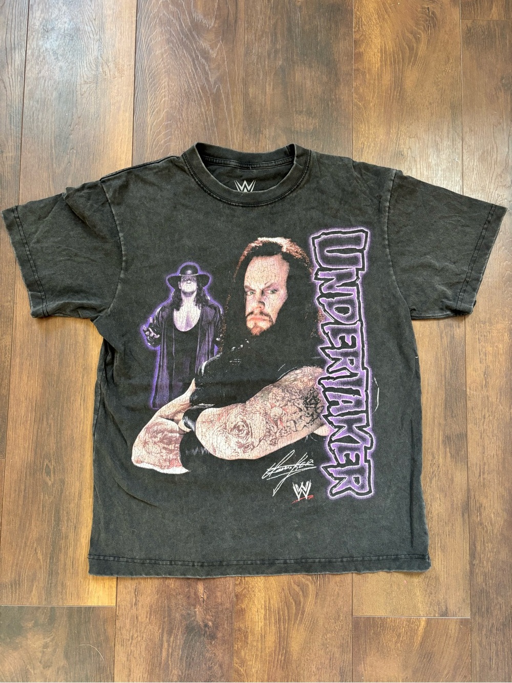 WWE Black Undertaker Graphic Tee with Purple Accents